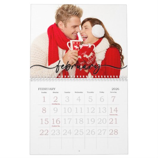 Gezinsfotokalender, bewerkbare aangepaste agenda kalender (Feb 2026)