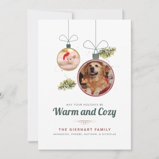 Gezinsfoto's met moderne kersttijd feestdagenkaart (Voorkant)