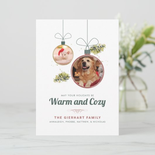 Gezinsfoto's met moderne kersttijd feestdagenkaart (Staand voorkant)