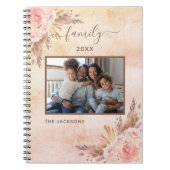 Gezinsfoto's roos gouden roze floralen notitieboek (Voorkant)