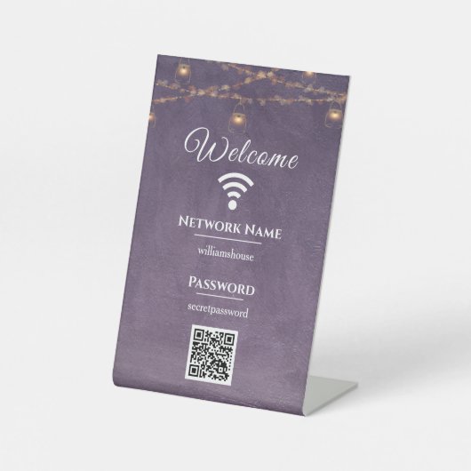 Gezinsgastlegant WIFI-wachtwoord voor zakelijk geb Reclamebord Met Voetstuk (Voorkant)