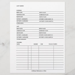 Gezinsgegevens Genealogie Fillable Form Sjabloon