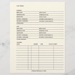 Gezinsgegevens Genealogie Fillable Form Sjabloon
