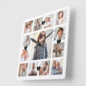 Gezinsgeheugen Fotoraster, collage en hartstocht Vierkante Klok (Hoek)