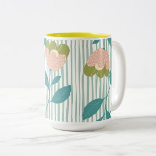 Gezinsgeschenk zonder naam Elegant bloempatroon Tweekleurige Koffiemok