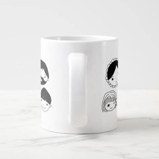 Gezinsgezichten Cartoon Grote Koffiekop (Achterkant)
