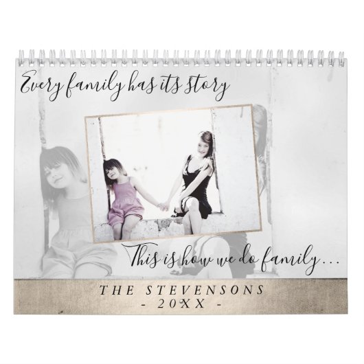 Gezinsgezinsleven | Elegant Gold Year in Pics | 12 Kalender (Hoes)