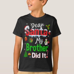 Gezinsgrappige kerstman Mijn broer heeft het Chris T-shirt