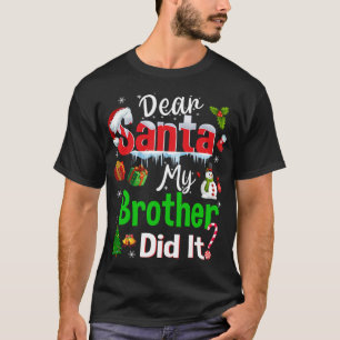 Gezinsgrappige kerstman Mijn broer heeft het Chris T-shirt