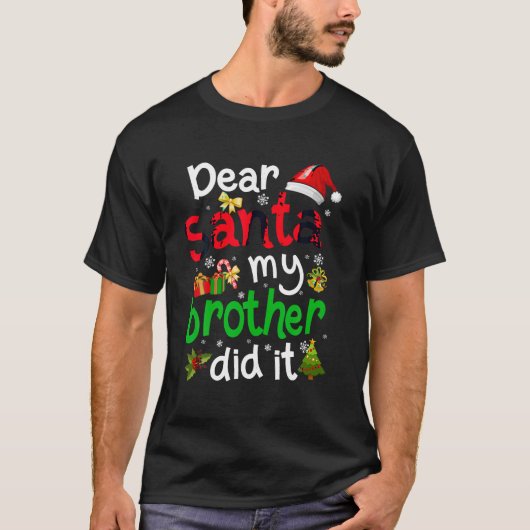 Gezinsgrappige kerstman Mijn broer heeft het Chris T-shirt (Voorkant)