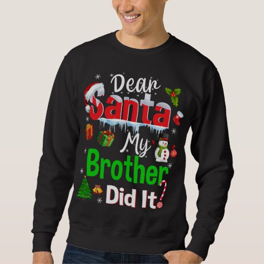Gezinsgrappige kerstman Mijn broer heeft het Chris Trui (Voorkant)