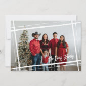 Gezinshandtekening Gift Wrapped Borders Foto Lijst Feestdagenkaart (Voorkant)