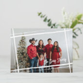 Gezinshandtekening Gift Wrapped Borders Foto Lijst Feestdagenkaart (Staand voorkant)