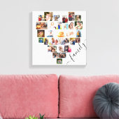 Gezinshart Foto collage Klein vierkant wit Canvas Afdruk (Insitu (Woonkamer))