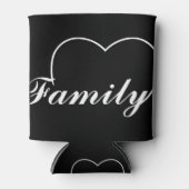 Gezinshart wit op donkere producten blikjeskoeler (Voorkant)