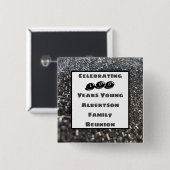 Gezinshereniging 100 jaar oude feestdag vierkante button 5,1 cm (Voorkant /achterkant)