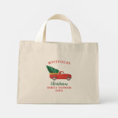 Gezinshereniging Aangepaste kerstfeestdag Red Truc Mini Tote Bag (Achterkant)
