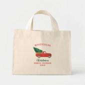 Gezinshereniging Aangepaste kerstfeestdag Red Truc Mini Tote Bag (Voorkant)