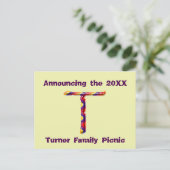 Gezinshereniging Aankondiging Colorful Letter T (Staand voorkant)