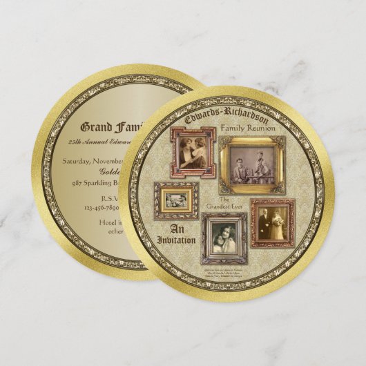 Gezinshereniging Antiek fotoframes Gold Collage Kaart (Voorkant / Achterkant)