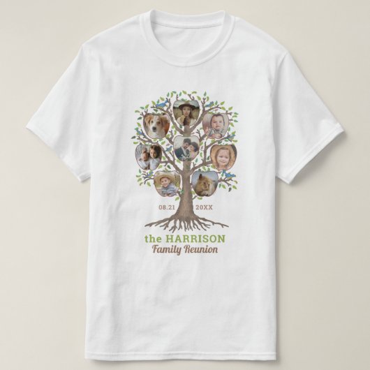 Gezinshereniging Boom Foto Collage Aangepast LT T-shirt (Design voorkant)