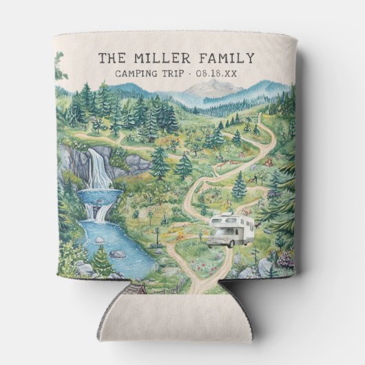 Gezinshereniging Camping Road Trip Personated Blikjeskoeler (Achterkant)