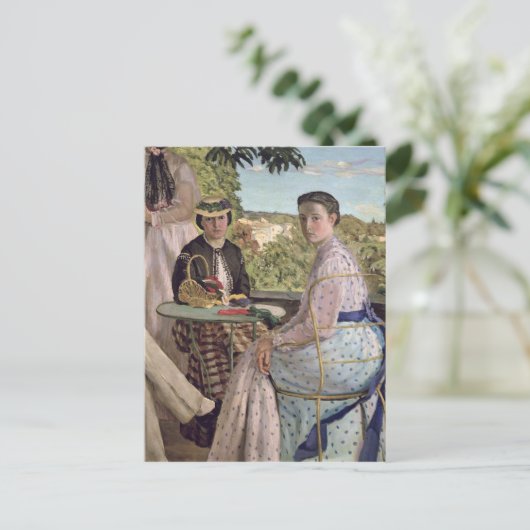 Gezinshereniging, detail van twee vrouwen, 1867 briefkaart (Staand voorkant)