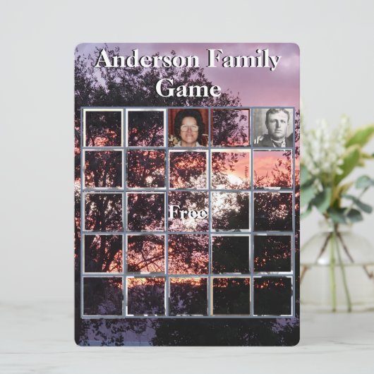 Gezinshereniging Foto Game Paarse Sunset and Trees (Staand voorkant)