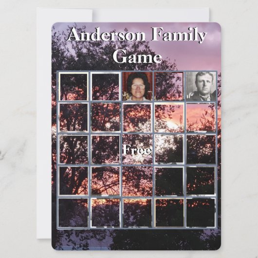 Gezinshereniging Foto Game Paarse Sunset and Trees (Voorkant)