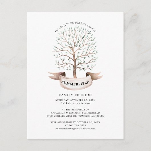 Gezinshereniging Genalogon Boom Partij Uitnodiging Briefkaart (Voorkant)