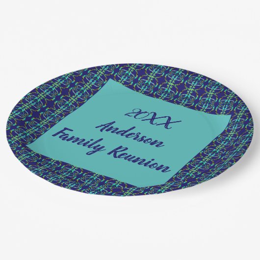 Gezinshereniging Geometrische Stropdas-kleurstof Y Papieren Bordje (Gekanteld)