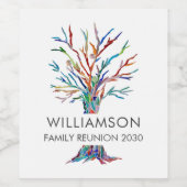 Gezinshereniging Gepersonaliseerde familie - Boom- Wijn Etiket (Enkel label)