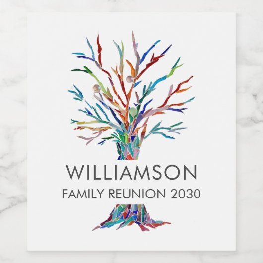 Gezinshereniging Gepersonaliseerde familie - Boom- Wijn Etiket (Enkel label)