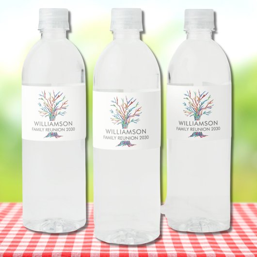 Gezinshereniging - Gepersonaliseerde familiestruct Waterfles Etiket