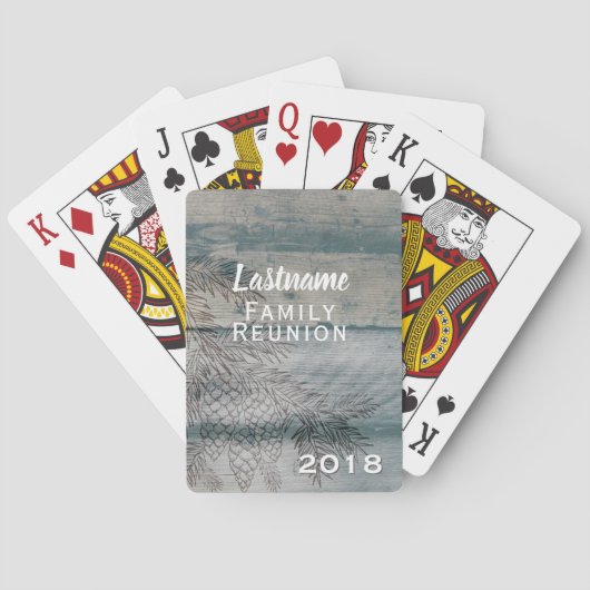 Gezinshereniging Gift Herfst Winter Rustisch Monog Pokerkaarten (Achterkant)