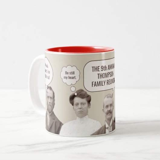 gezinshereniging | Grappige Antiek foto op maat Tweekleurige Koffiemok (Voorkant links)