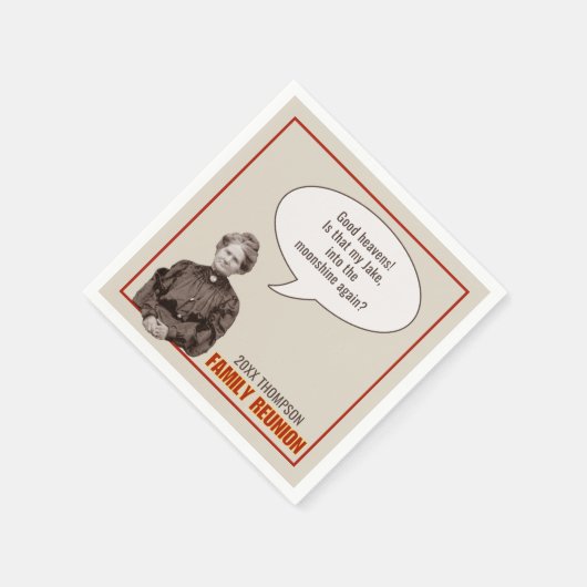 gezinshereniging | Grappige Antiek oma foto Servet (Hoek)