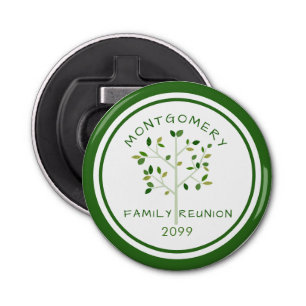 Gezinshereniging - Groen Gepersonaliseerd overzich Button Flesopener