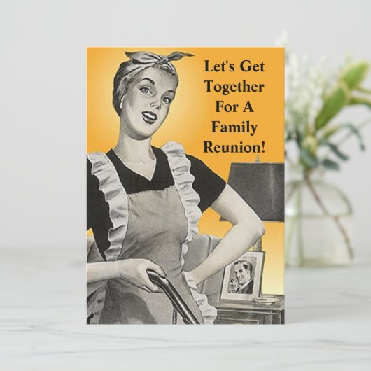  Gezinshereniging Happy Homemaker Uitnodiging (Staand voorkant)