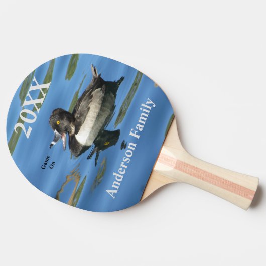 Gezinshereniging Humoureus Duck op Lake Event Tafeltennisbatje (Zijkant)