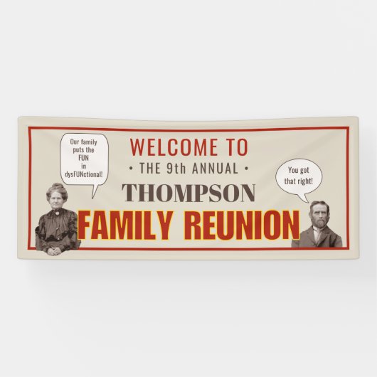 gezinshereniging | Je onderschrift grappige foto Spandoek (Horizontaal)