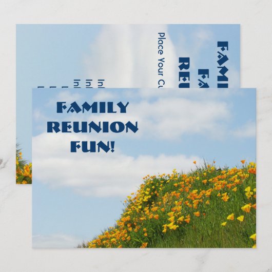 Gezinshereniging. Kaarten van uitnodigingen (Voorkant / Achterkant)