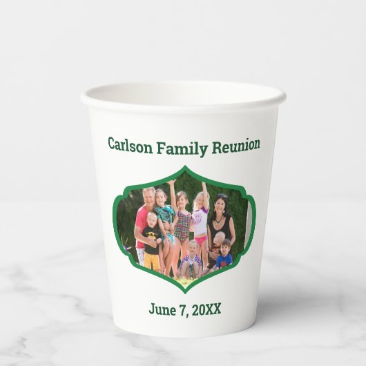 Gezinshereniging met foto papieren bekers (Achterkant)