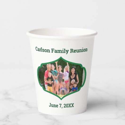 Gezinshereniging met foto papieren bekers (Voorkant)