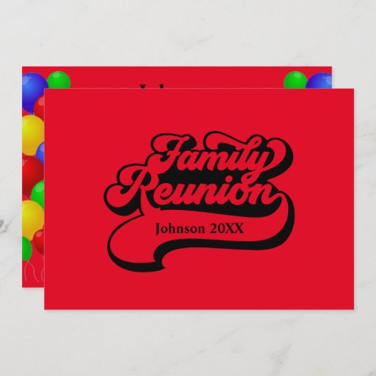 Gezinshereniging met uitnodiging voor ballonnen (Voorkant / Achterkant)