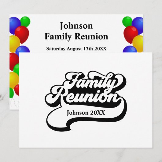Gezinshereniging met uitnodiging voor ballonnen (Voorkant / Achterkant)