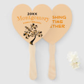 Gezinshereniging Modern Floral Tree Sinaasappel Handwaaier (Voorkant en achterkant)