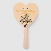 Gezinshereniging Modern Floral Tree Sinaasappel Handwaaier (Voorkant)