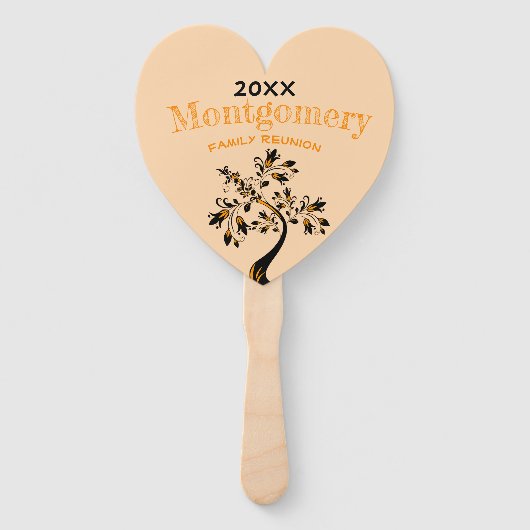 Gezinshereniging Modern Floral Tree Sinaasappel Handwaaier (Voorkant)