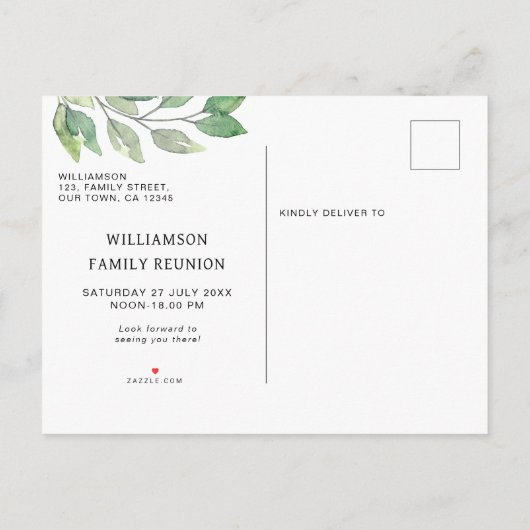 Gezinshereniging Modern Uitnodiging Briefkaart (Achterkant)